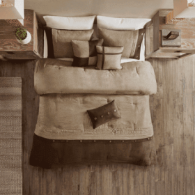 7 Piece Faux Suede Comforter Set (Option: Brown-King)